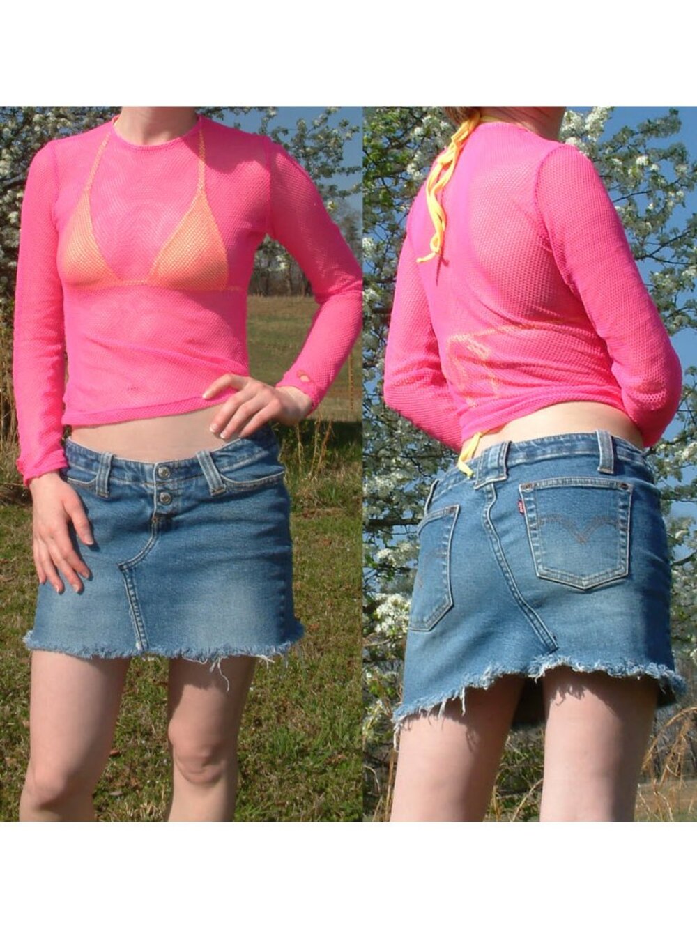 bright pink mesh top, size XS or S